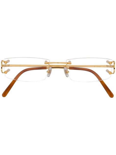 cartier glasses gold frames|cartier 54mm rectangle eyeglasses.